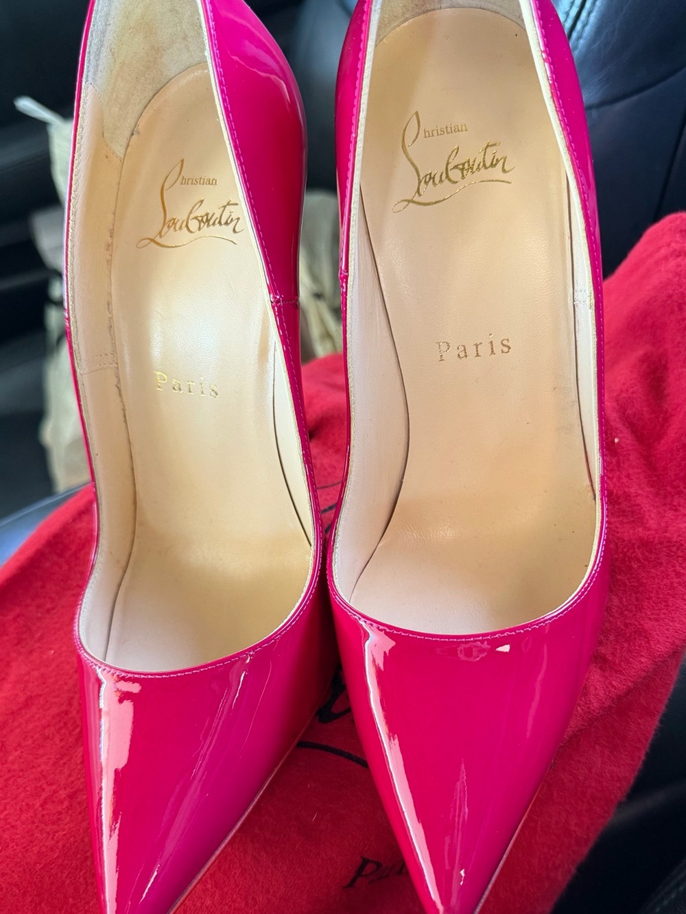RARE Christian Louboutin Fuchsia Patent Leather Stiletto Pumps